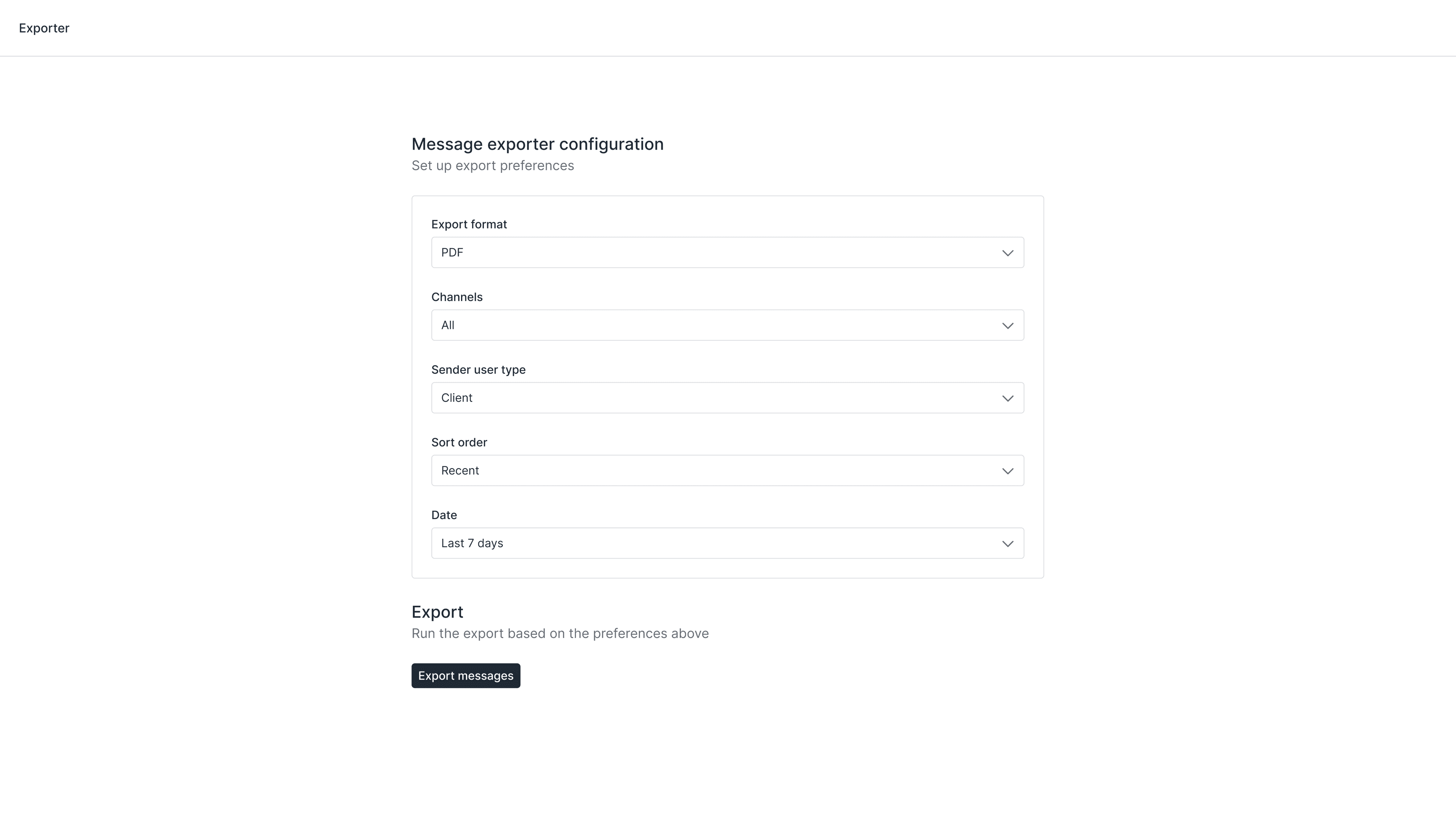 Exporter screenshot